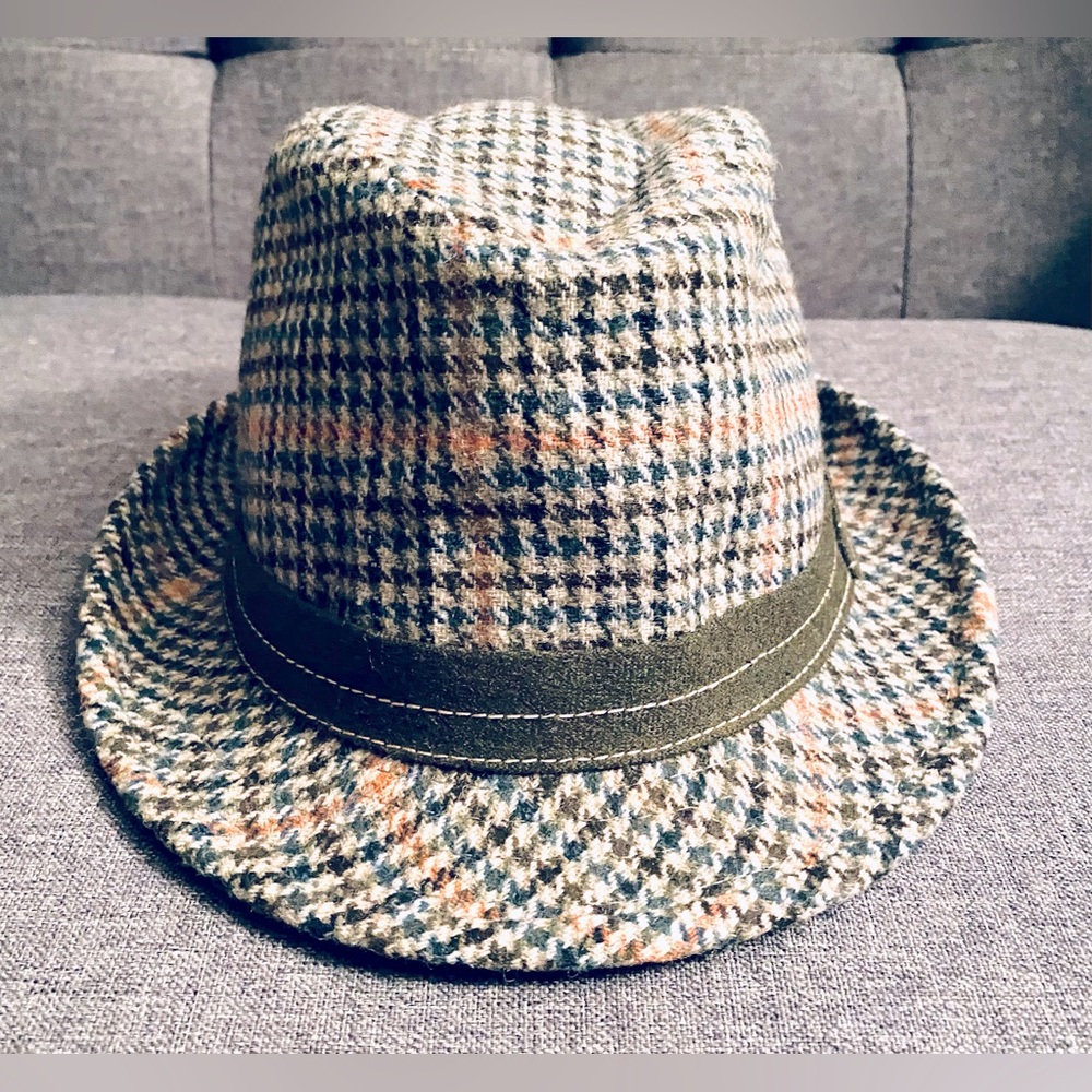 ADORA Multicoloured Houndstooth Plaid Fedora